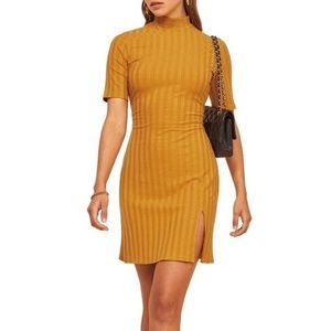 Reformation Dua M yellow travel dress